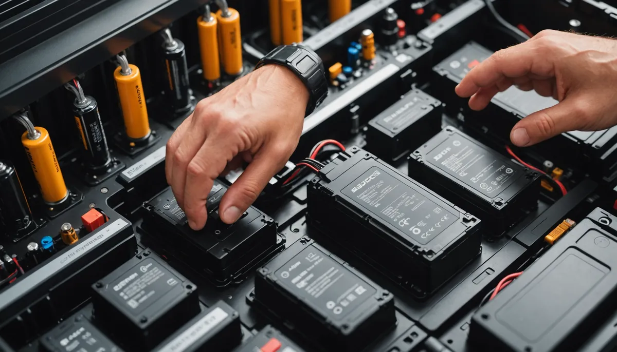 Close-up view of an electronic battery replacement service