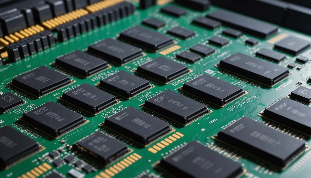 Close-up view of computer RAM modules